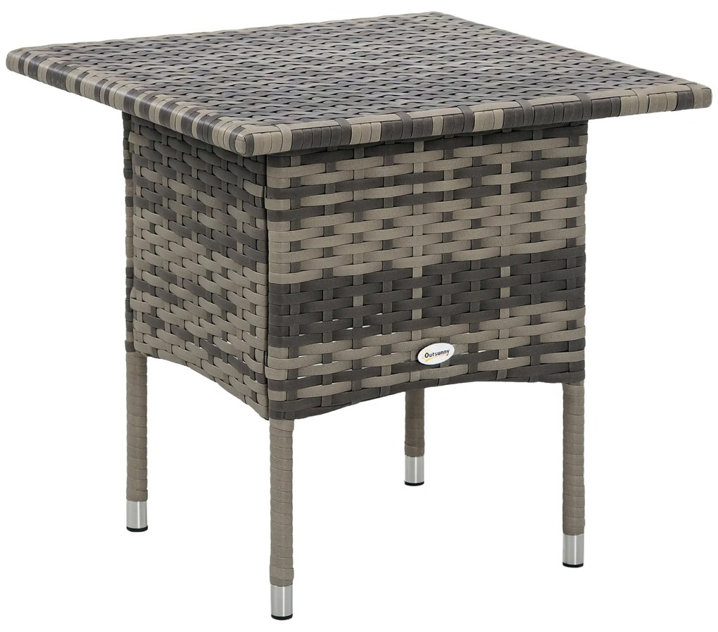 Outsunny Masă laterală de grădină masă laterală pătrată din răchită stil cozy chic 50 x 50 x 47 cm negru | Aosom Romania