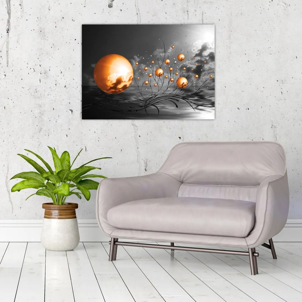 Tabloul bilelor portocalii abstarcte (70x50 cm)
