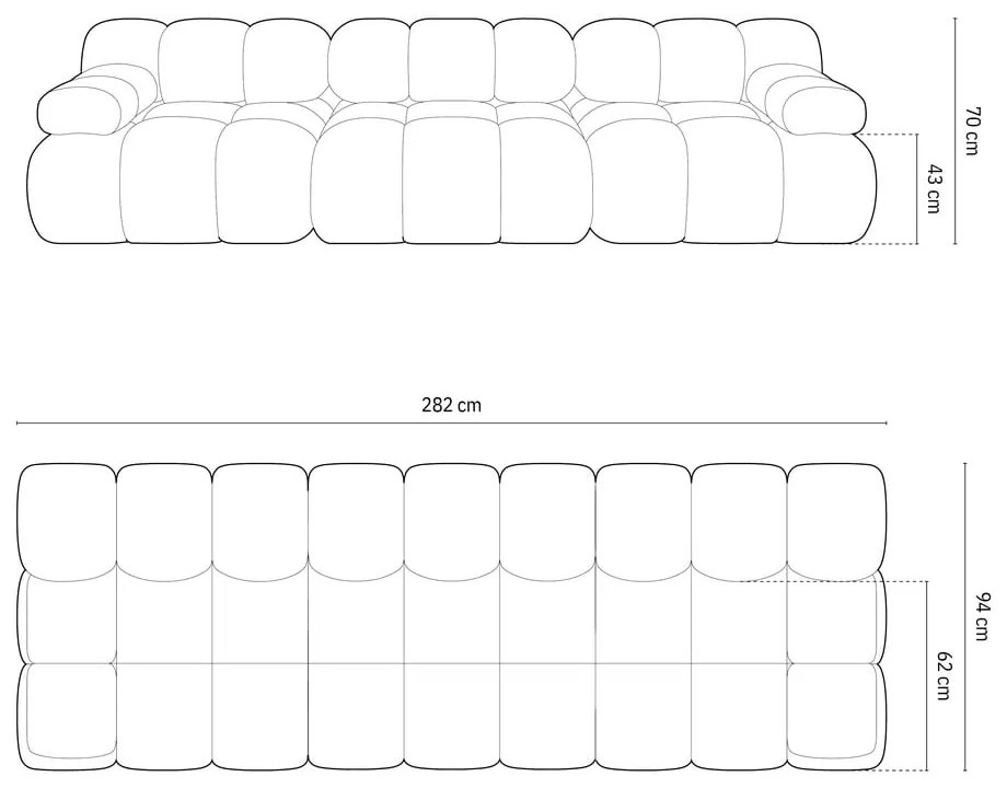 Canapea modulară gri deschis cu tapițerie din țesătură bouclé 282 cm Bellis – Micadoni Home