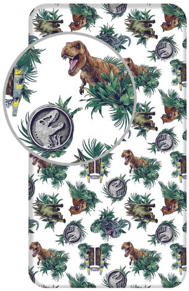 Jurassic World Dino Kingdom cearșaf cu elastic 90x200 cm