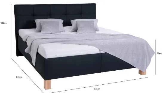 Pat tapițat MARIA, 160 x 200 cm, cu saltea inclusă și spațiu de depozitare, antracit