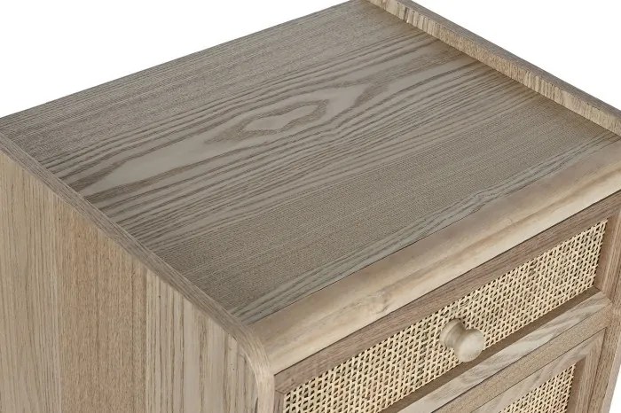 Comoda natur din lemn de paulownia si rattan, 40X30X104 cm