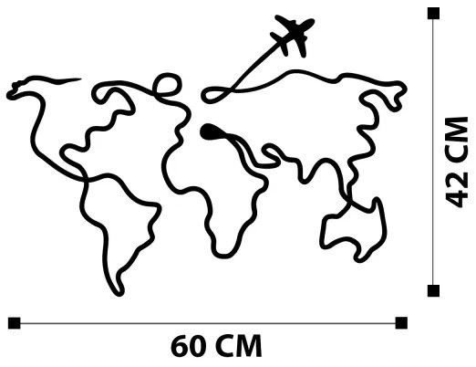 Decorațiune de perete 60x42 cm metal hartă
