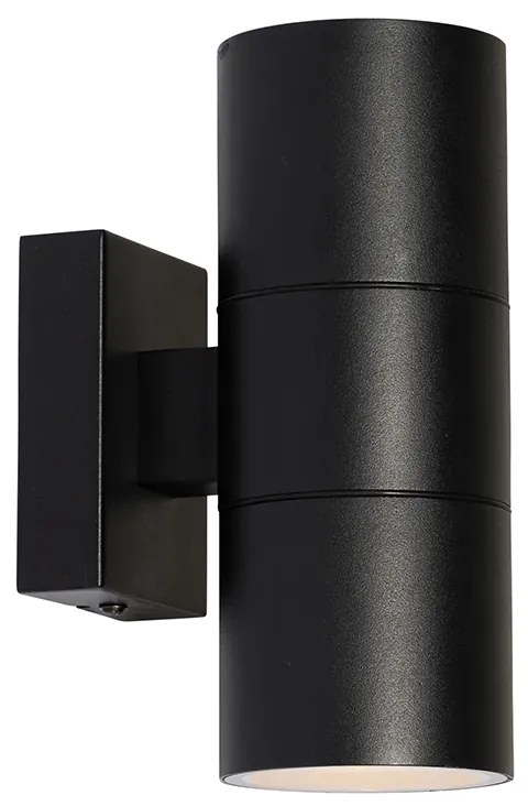 Aplica de perete exterioară modernă neagră cu 2 lumini AR70 IP44 - Duo