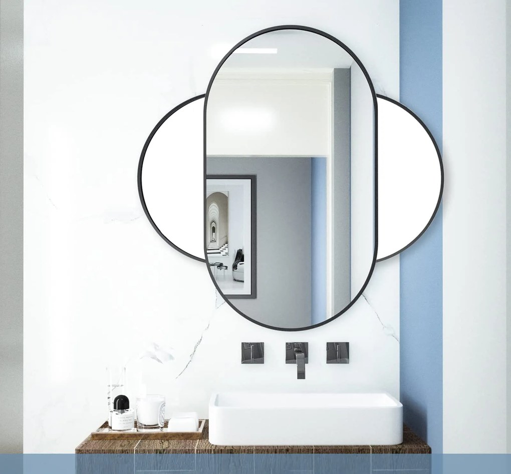 Oglinda ovala de perete OLVANI 80x40 cm cu rama neagra