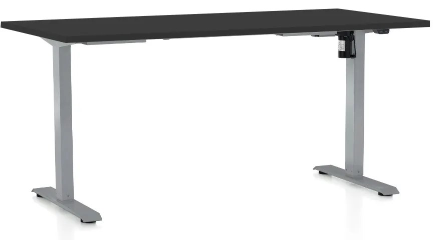 Masa inaltime reglabila OfficeTech A, 160 x 80 cm, bază gri, negru