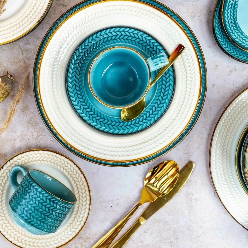 Mäser Set of 8 shallow and deep plates PROSPERO – turquoise