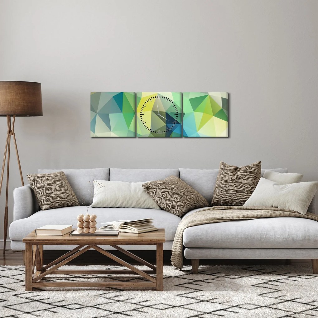 Tablou abstracțiunii geometrice (cu ceas) (90x30 cm)