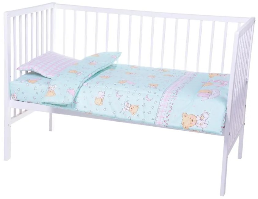 Lenjerie patut cu 3 piese Sleepy Little Bear Turquoise 018