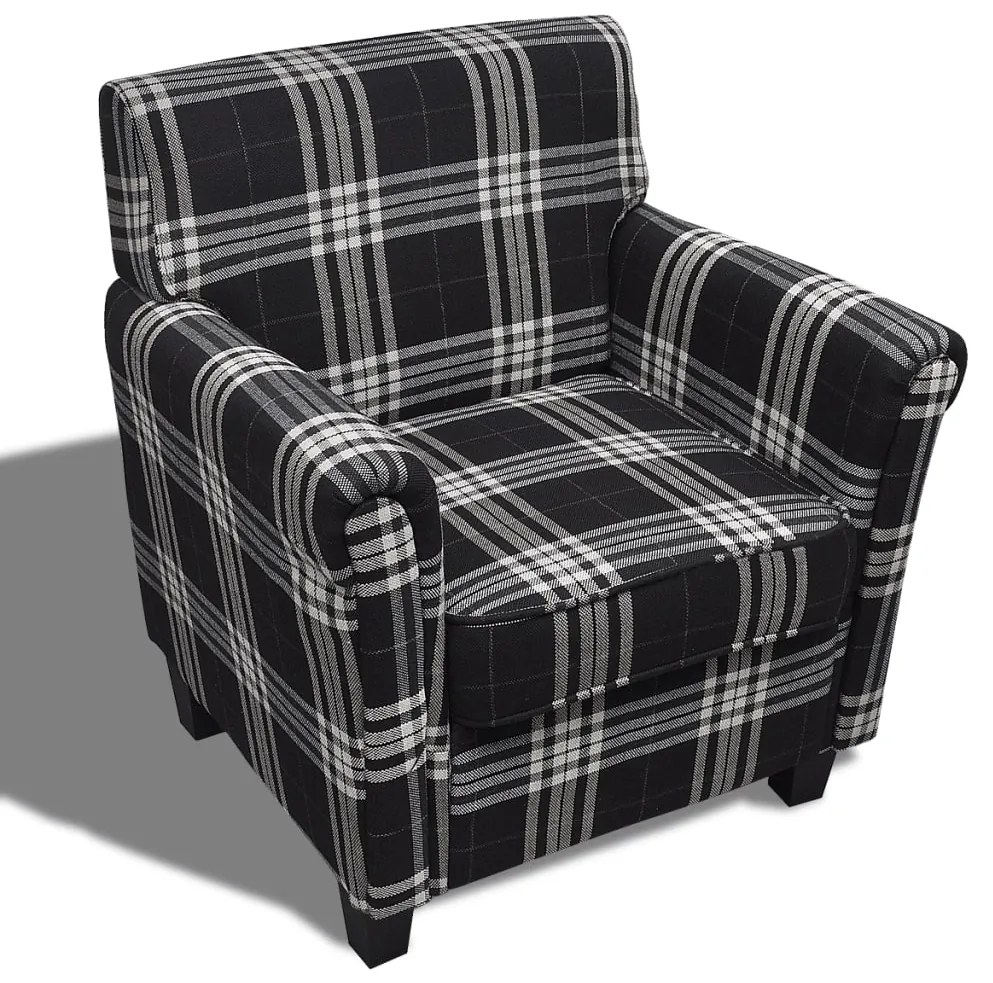 240977 vidaXL Fotoliu cu pernă, negru, material textil
