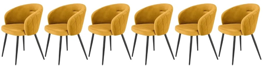 Set 6 scaune K430 velvet mustariu