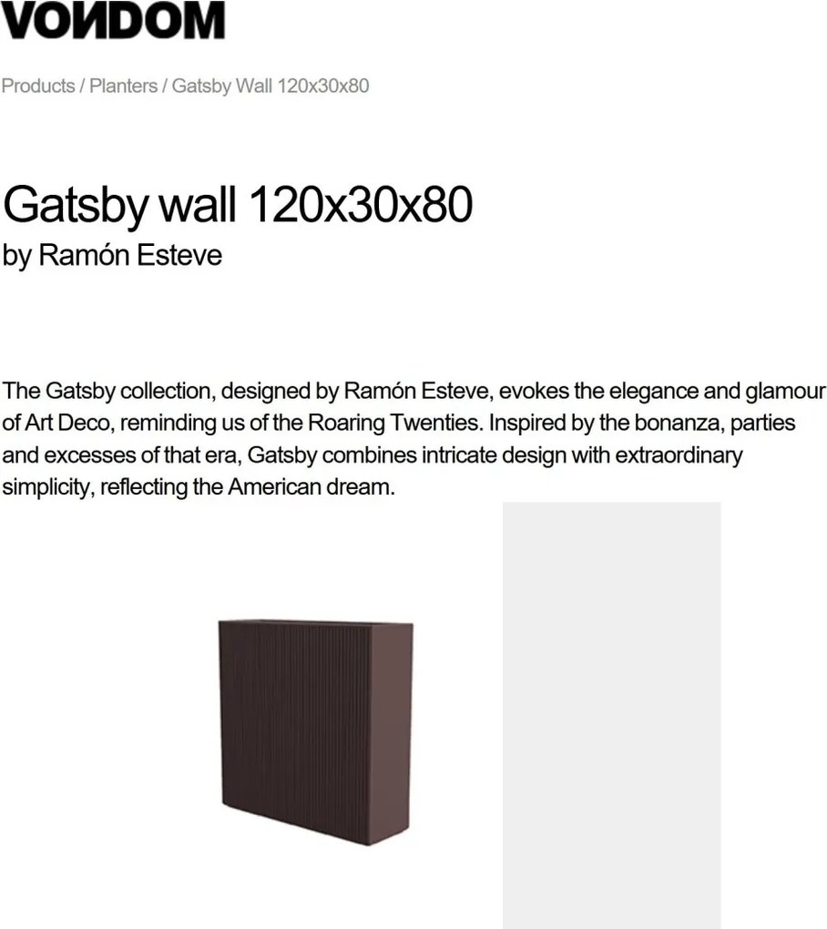 Jardiniera plante design decorativ modern exterior / interior GATSBY WALL 120x30x80cm