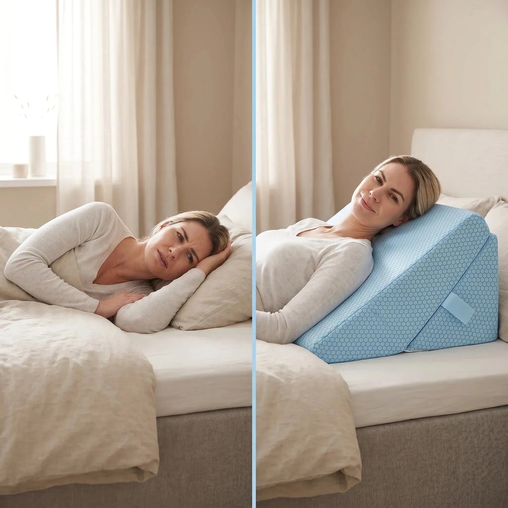 Resigilat: Perna multifunctionala 7-in-1 memory foam pliabila, Albastru deschis