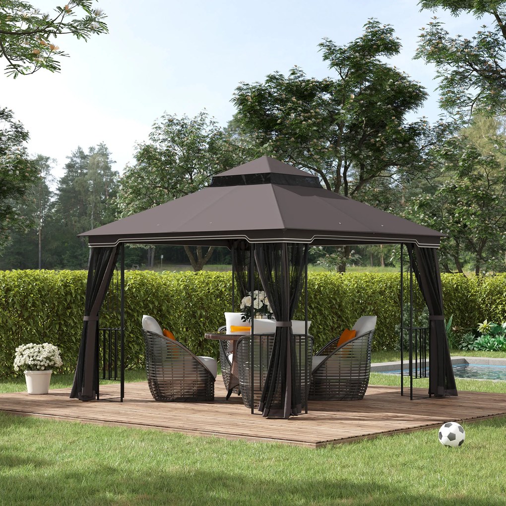 Outsunny Foisor pentru Gradina din Metal Negru 3x3m | Aosom.ro