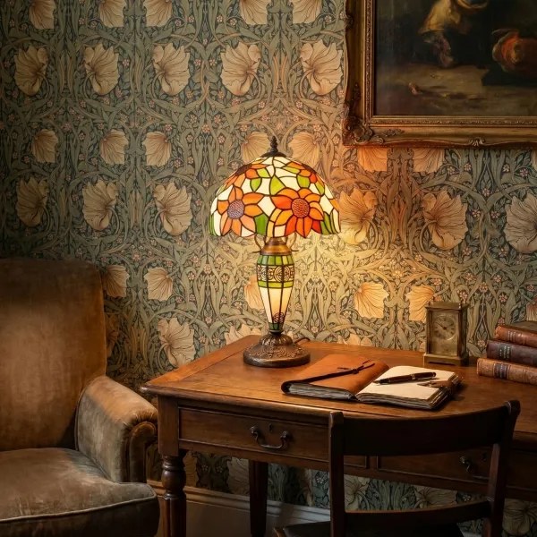 BRILAGI - Lampă de masă Tiffany din vitralii SUNFLOWER 1xE27/60W/230V + 1xE14/40W