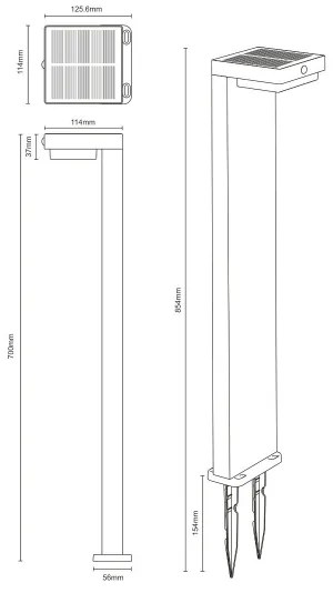 Lampă LED solară Zuma Line PT33813 GRID LED/4,5W/2000 mAh IP44 negru