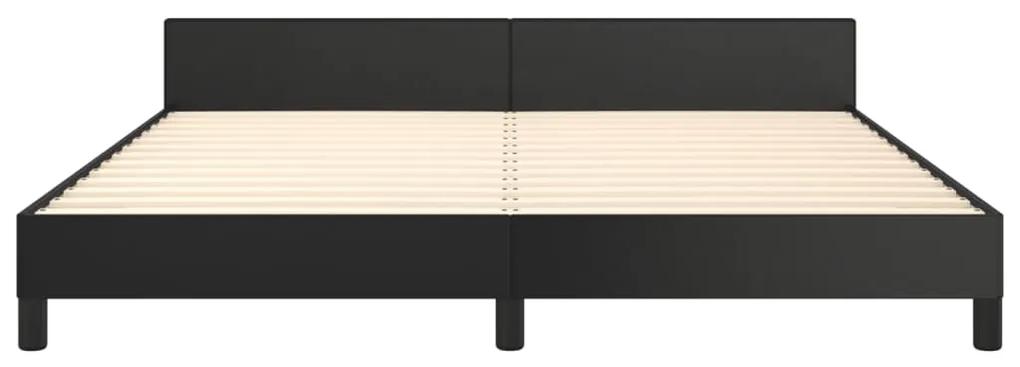 Cadru de pat cu tablie, negru, 160x200 cm, piele ecologica Negru, 160 x 200 cm, Culoare unica si cuie de tapiterie