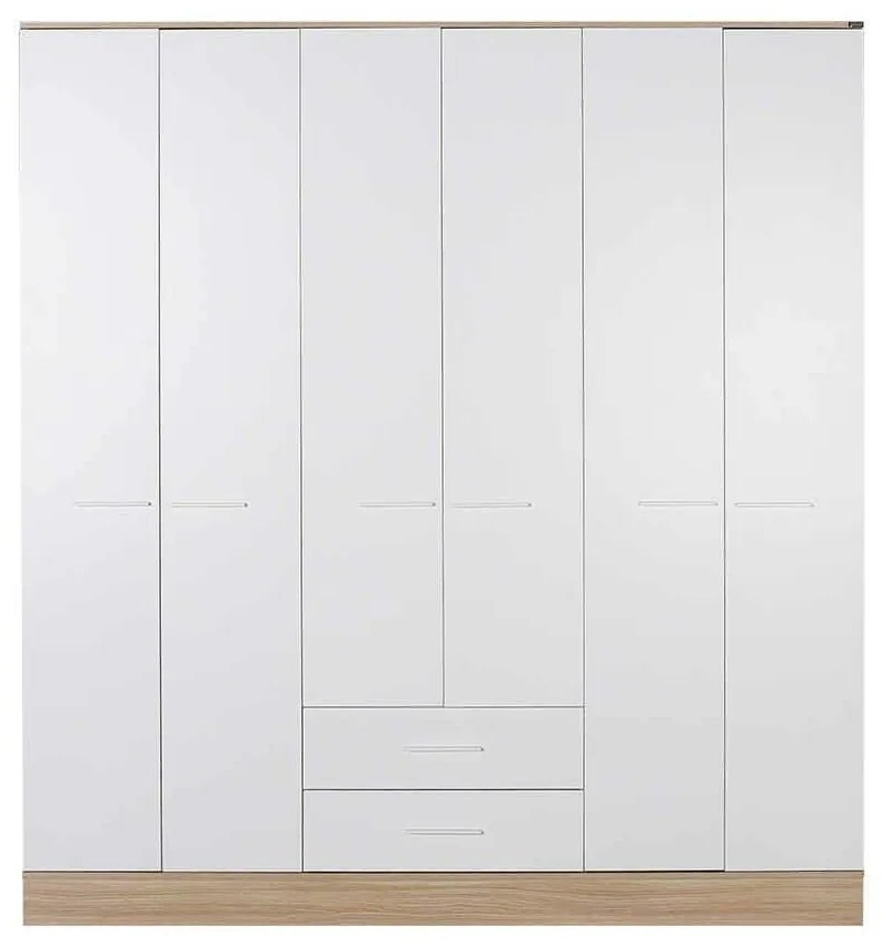 Dulap Haine Adore Base, 6 usi, 2 sertare, Alb, 206 x 224 x 52 cm