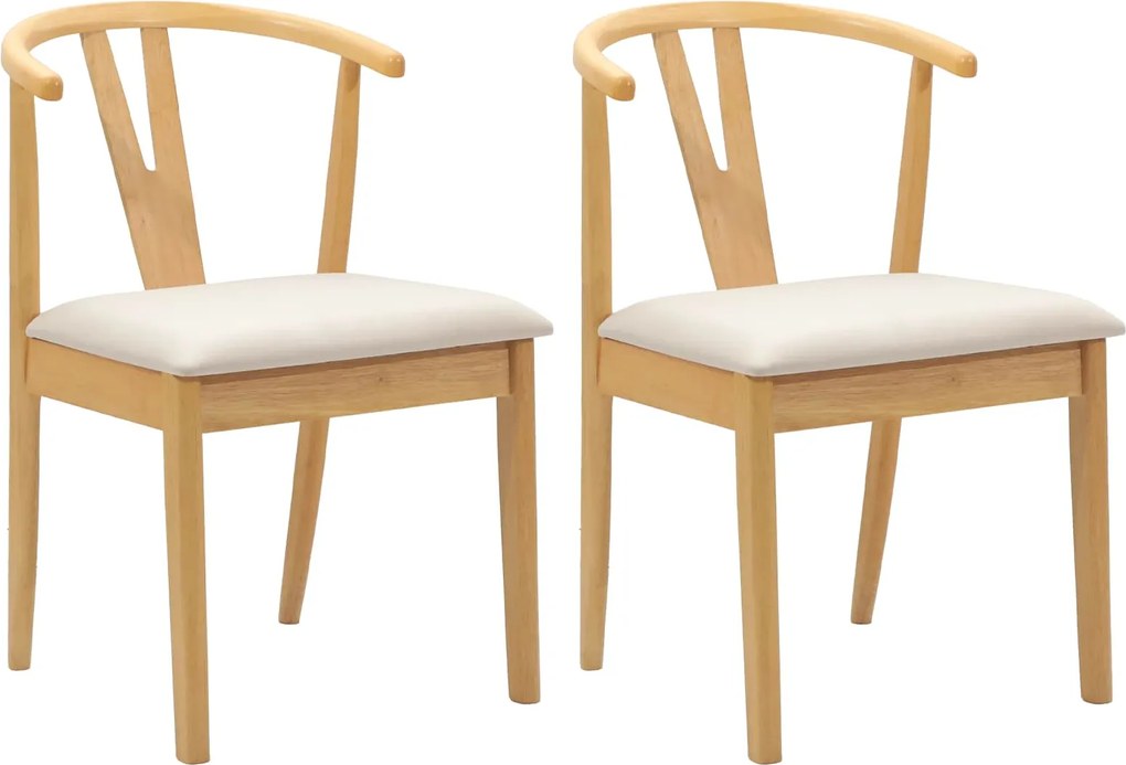 vidaXL Scaun de sufragerie 2 pcs Natural și deschis