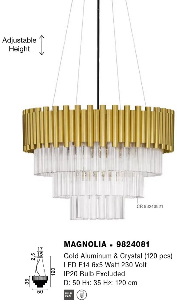 Lustra suspendata design elegant MAGNOLIA aurie