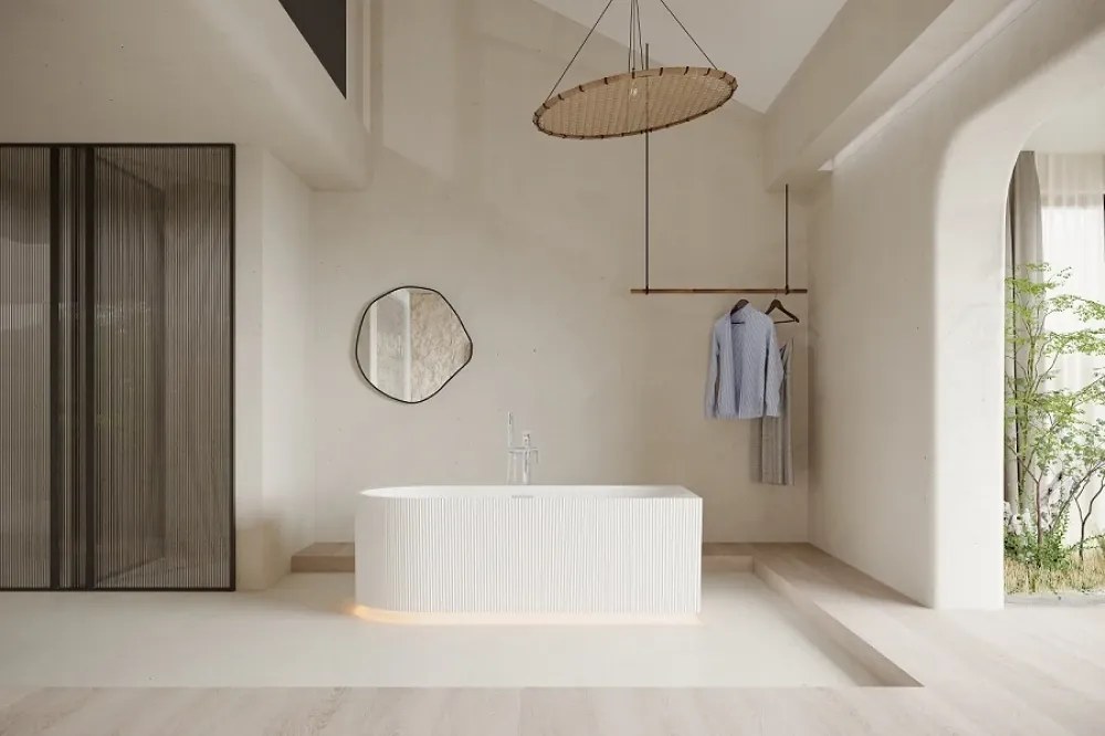 Cada freestanding Yara LED, colt perete dreapta, iluminare LED, acril, Alb lucios,160 cm, 5021R LED