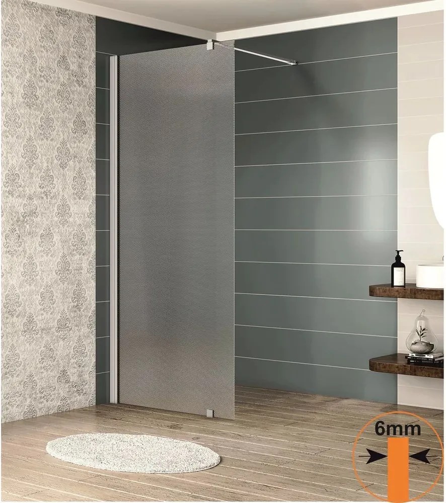 Paravan de dus tip Walk-In Inter Ceramic profil crom 80x200 cm sticla opaca