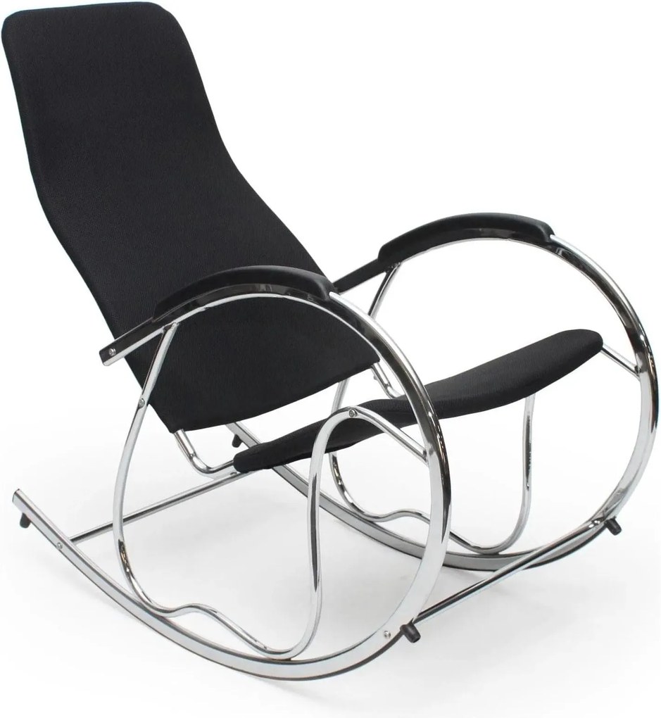 Scaun balansoar BEN 2, negru/crom, panza/metal, 55x97x99 cm