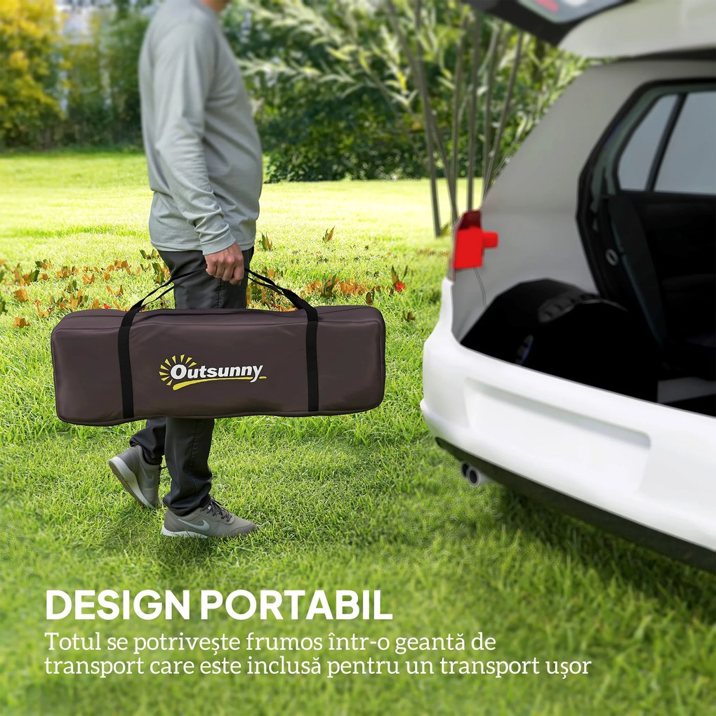 Outsunny Cort de Camping pentru 2-4 Persoane cu 2 Camere, Uși Duble și Geantă de Transport, 360x250x130 cm, Gri | Aosom Romania