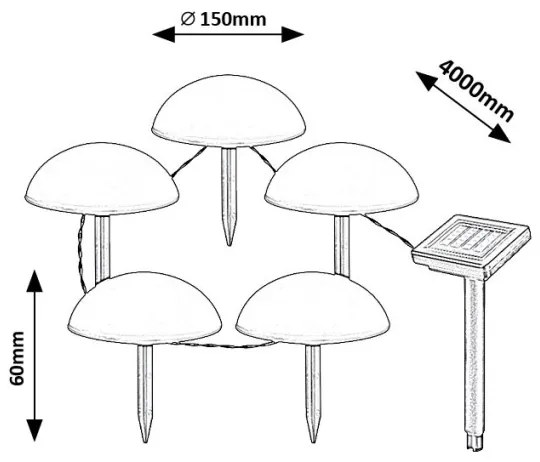 Corp de iluminat LED solar TREPPIO 5xLED/0,2W/1,2V IP44 Rabalux 77008