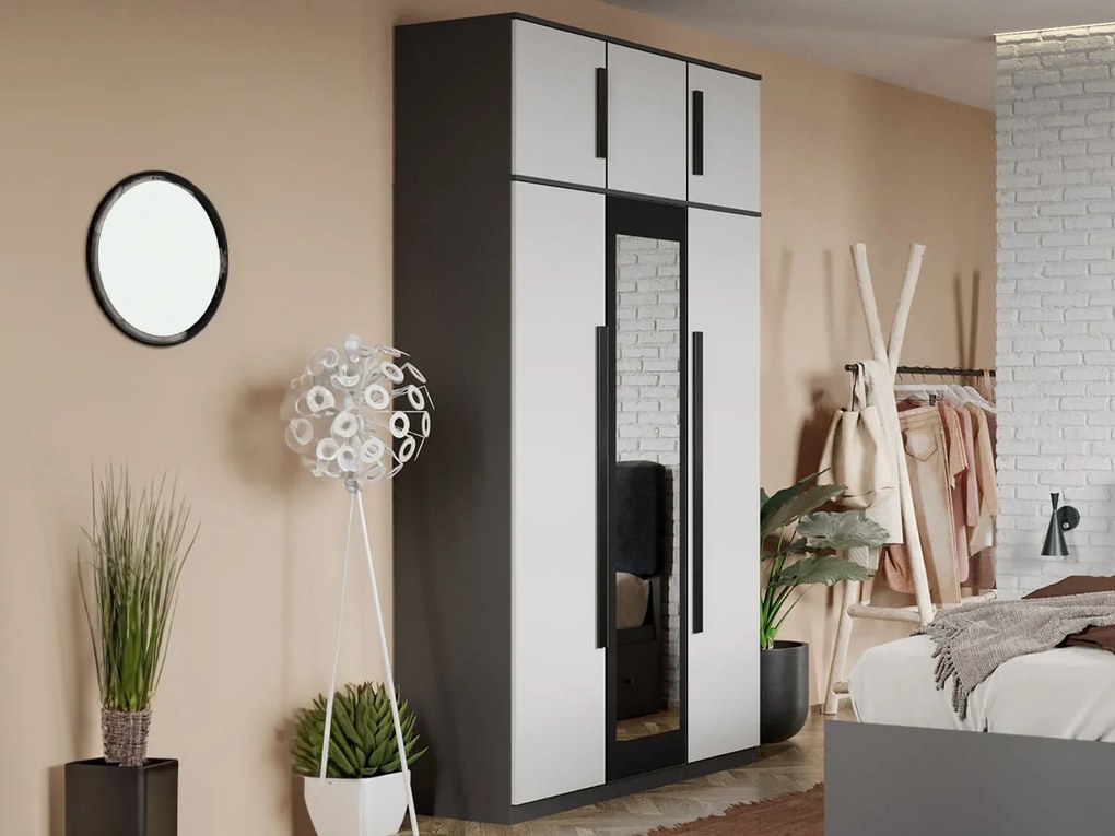 Set mobila dormitor 4 piese Alb/Gri antracit Oasis C07