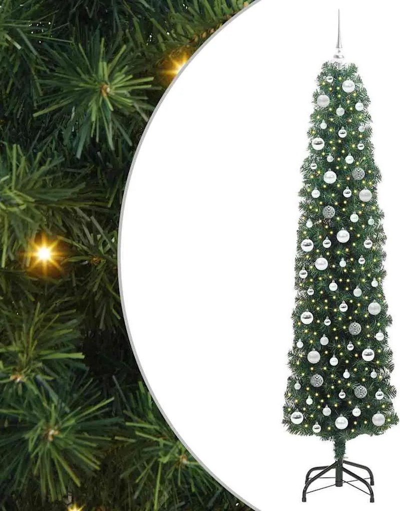 vidaXL Brad de Crăciun artificial Verde 210 cm PVC și oțel și plastic