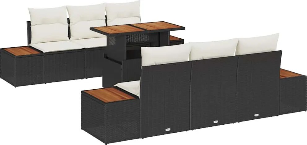 vidaXL Set de canapele pentru grădină 7 pcs Negru Rattan poli