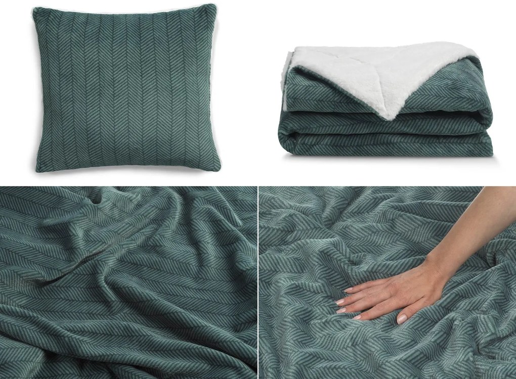 Set Pernă și Pătură Warm Hug 130x190 cm verde/verde iceberg