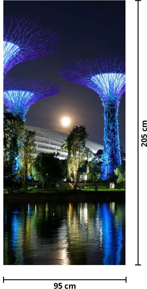 Fototapet pentru ușă - Lună plină în grădinile din Singapore (95x205cm)