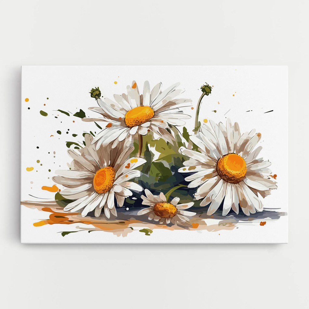 Tablou Canvas, 50x70cm, Dormitor si Living, Flori, Margarete, White Beautiful Daisy