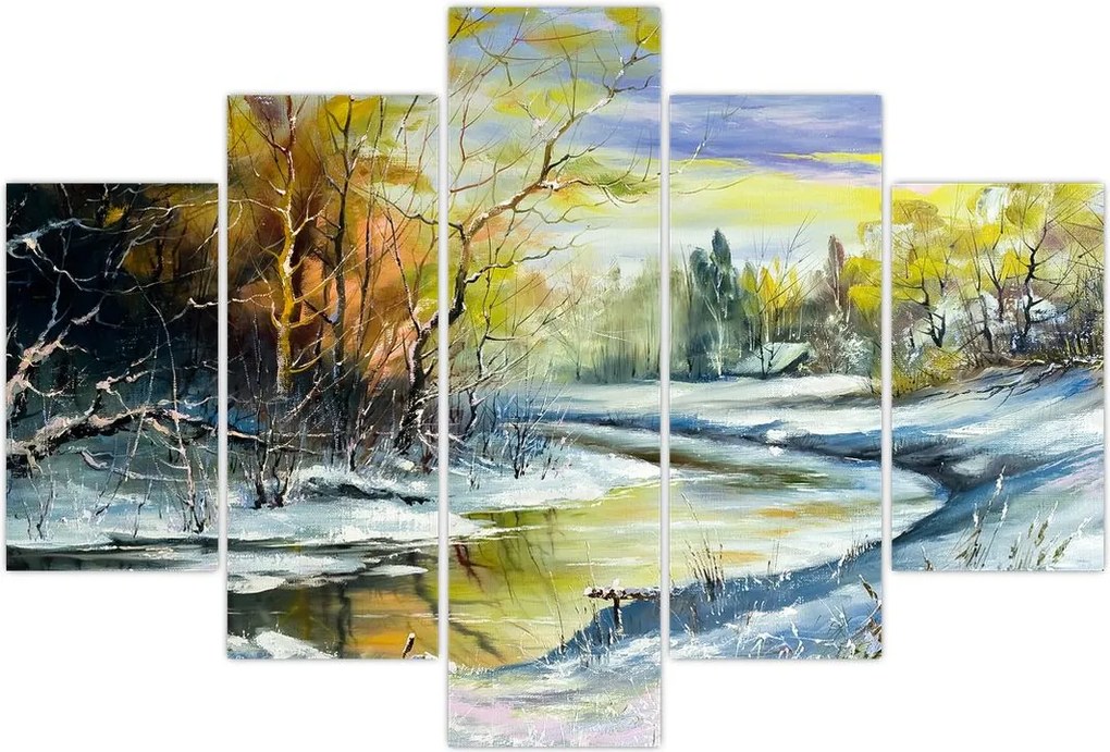 Tablou - Râu de iarnă, pictură în ulei (150x105 cm)