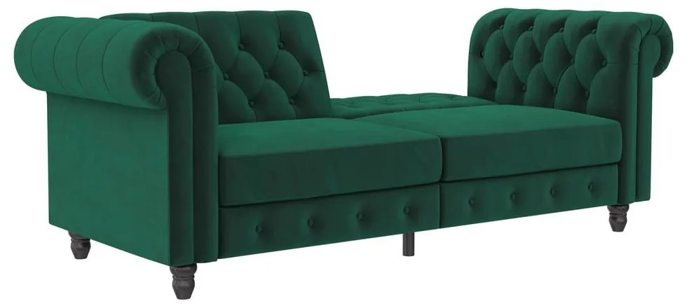 Canapea verde-închis extensibilă cu tapițerie din catifea 236 cm Felix – Støraa