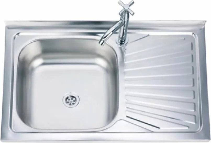 Chiuveta inox Inter Ceramic cu o cuva si picurator dreapta finisaj inox lucios 80x50 cm