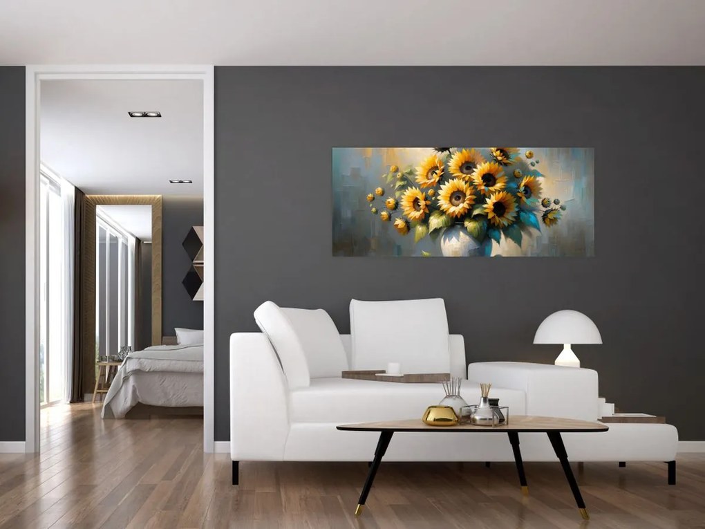 Tablou – Vază cu floarea-soarelui (120x50 cm)