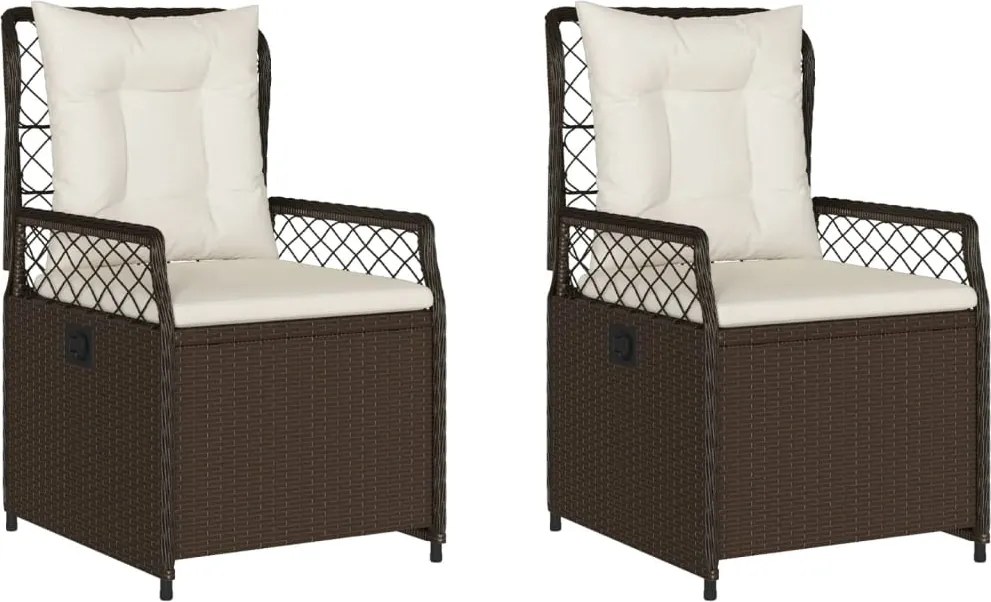 vidaXL Scaune de grădină rabatabile, 2 buc., maro, poliratan