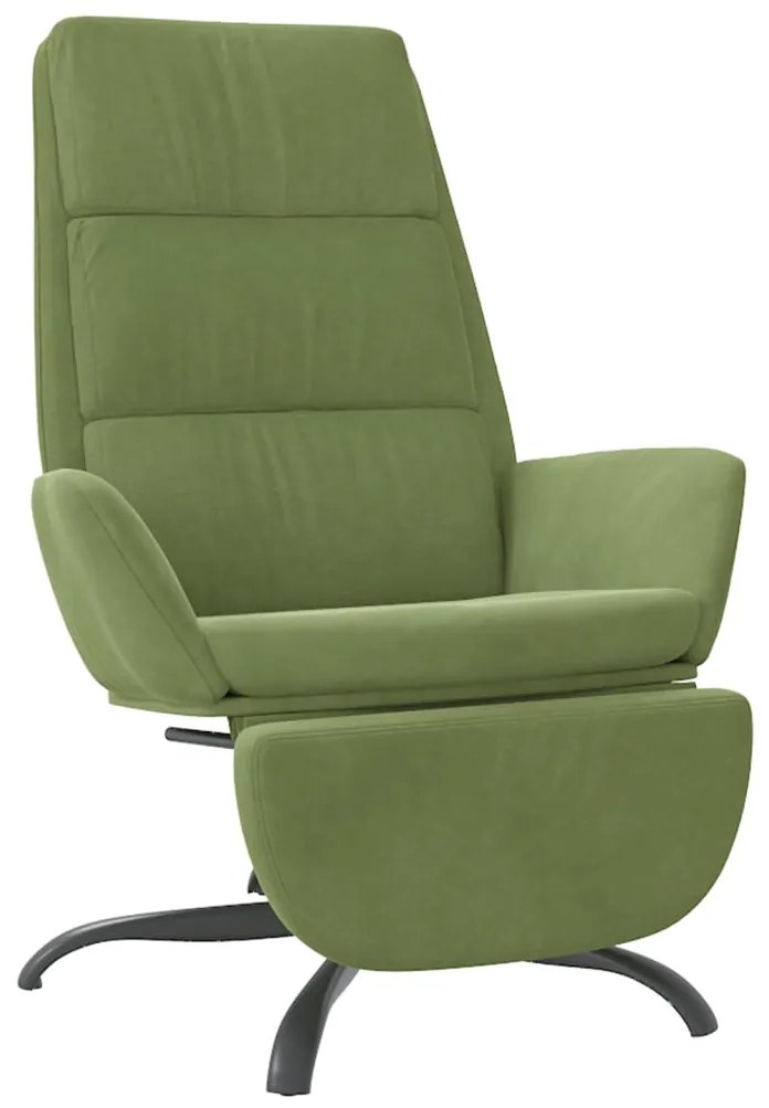 3097911 vidaXL Scaun de relaxare cu taburet, verde deschis, catifea
