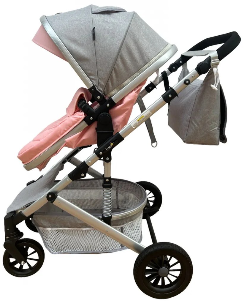 Carucior 2 in 1 pentru copii, cu maner reversibil si suspensii, 0-36 luni - CPC-31-roz