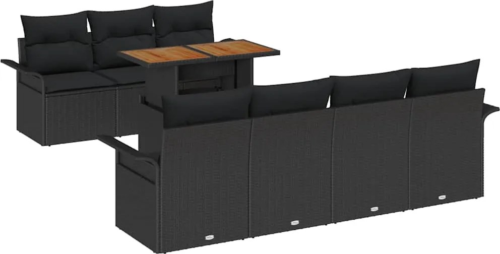 vidaXL Set de canapele pentru grădină 8 pcs Negru Rattan poli