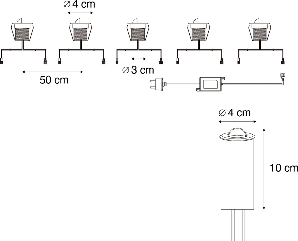 Set de 5 spoturi încastrate moderne albe, inclusiv LED IP67 - Linsey