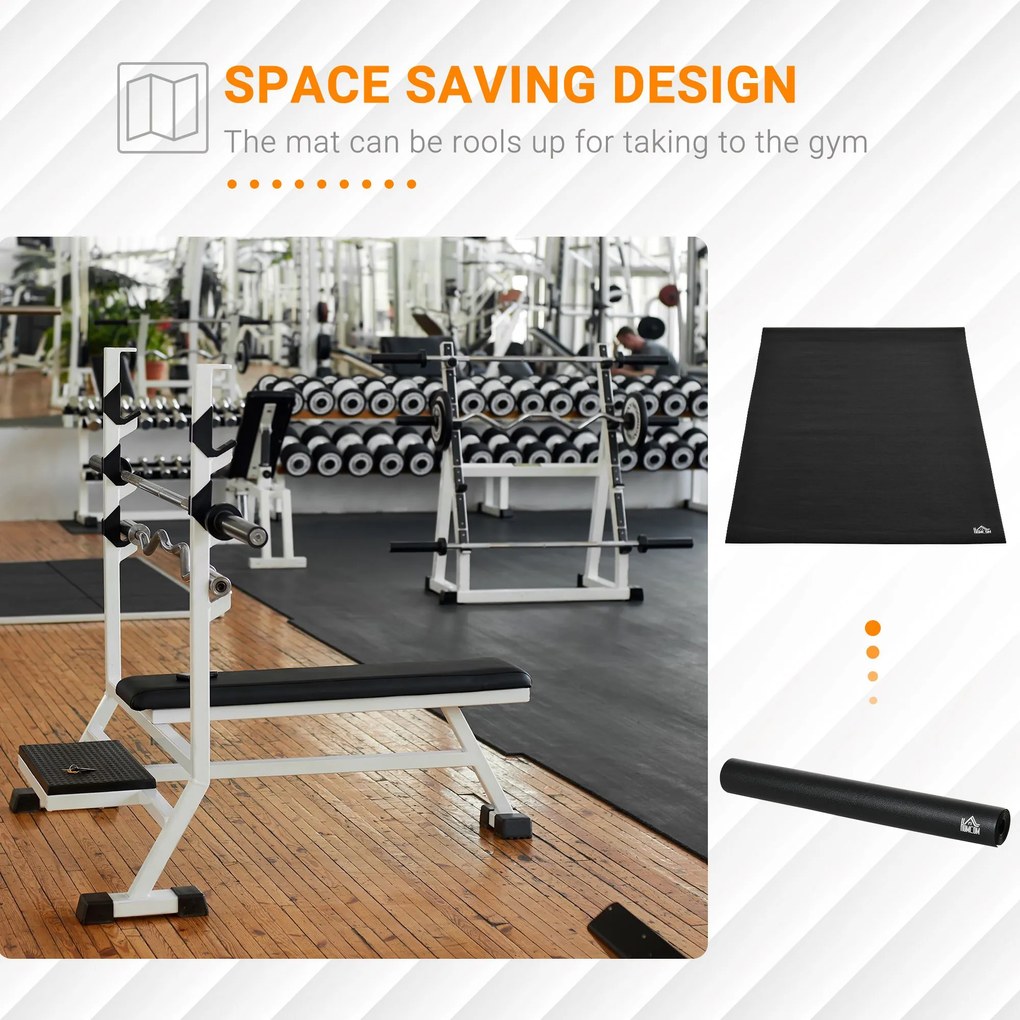 HOMCOM Covor Protecție Podea pentru Echipamente Fitness, Antialunecare, Rezistent la Abraziune, 180x90cm, Negru | Aosom Romania