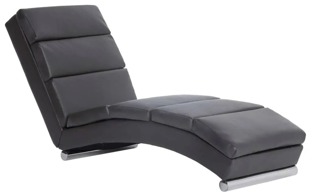 281293 vidaXL Șezlong, gri, piele ecologică