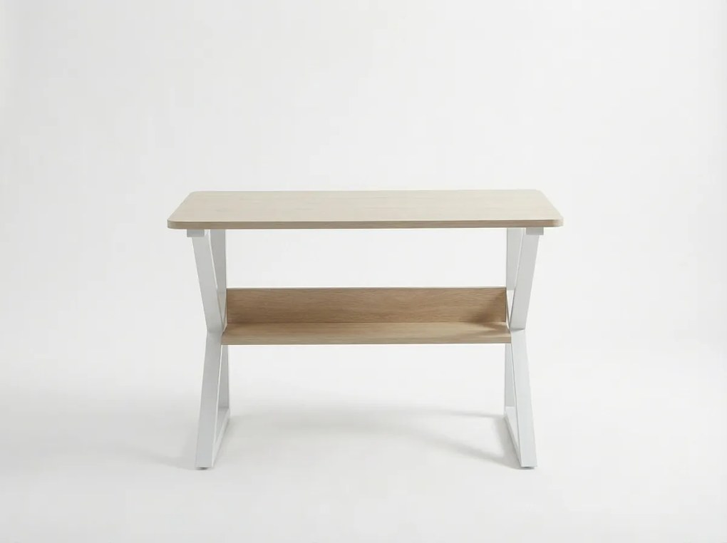 Birou cu raft SHAPE 80x40 cm, alb/dub sonoma