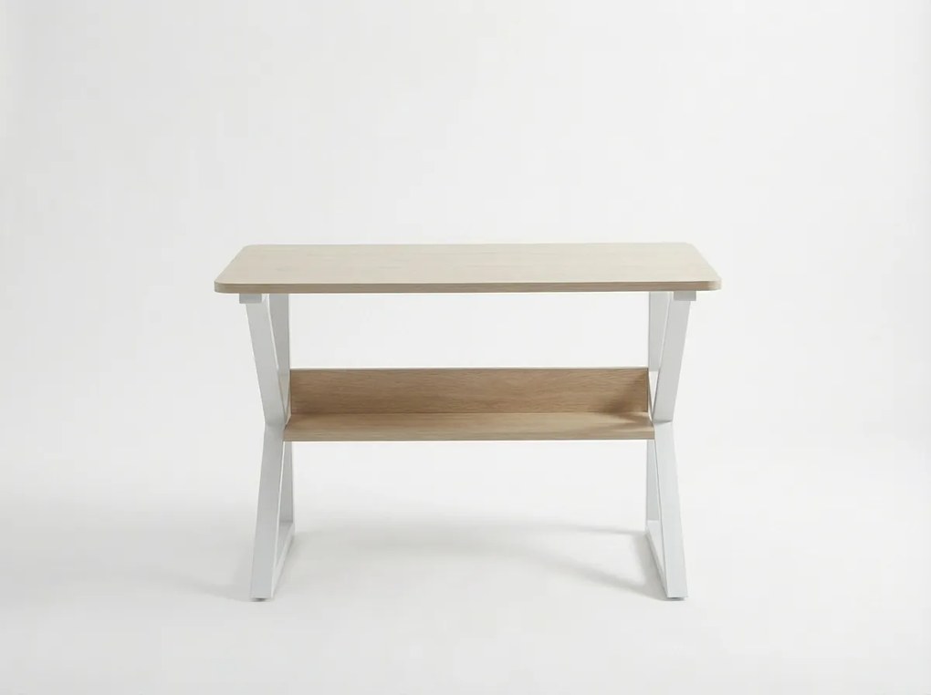 Birou cu raft SHAPE 80x40 cm, alb/stejar sonoma