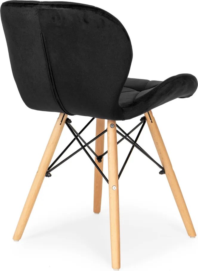 Set de 4 scaune din catifea negru