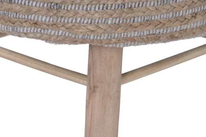 Taburet rotund din lână și iută împletite manual, 50×50×35 cm, „Juwl"
